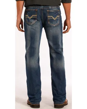 Rock & Roll Cowboy Men's and Double Barrel Relaxed Fit Dark Vintage Jeans - M0s8531