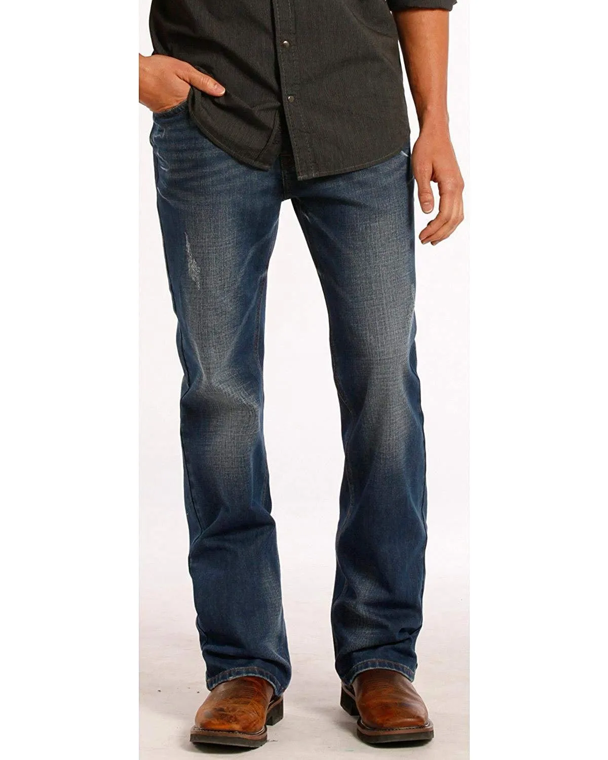 Rock & Roll Cowboy Men's and Double Barrel Relaxed Fit Dark Vintage Jeans - M0s8531