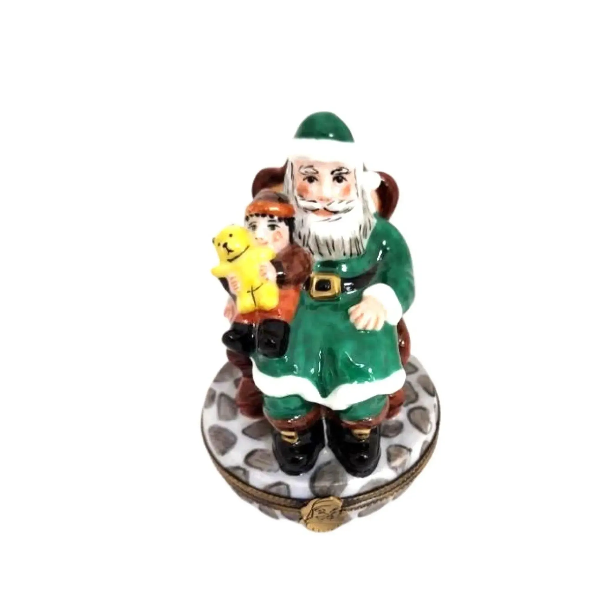 Santa with Child Figurine in Green Elda Creation