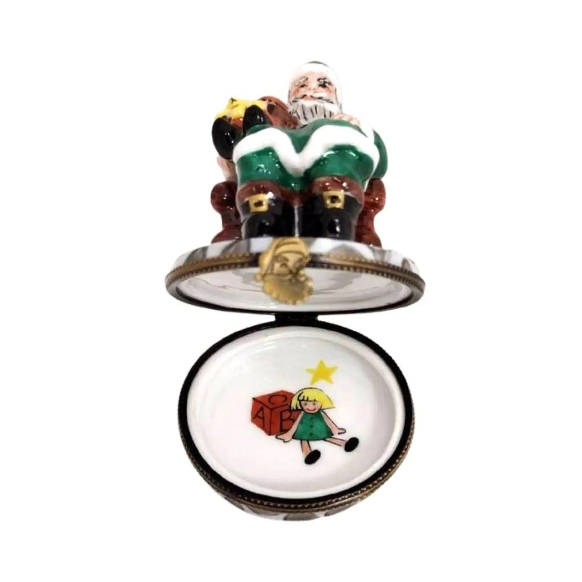 Santa with Child Figurine in Green Elda Creation