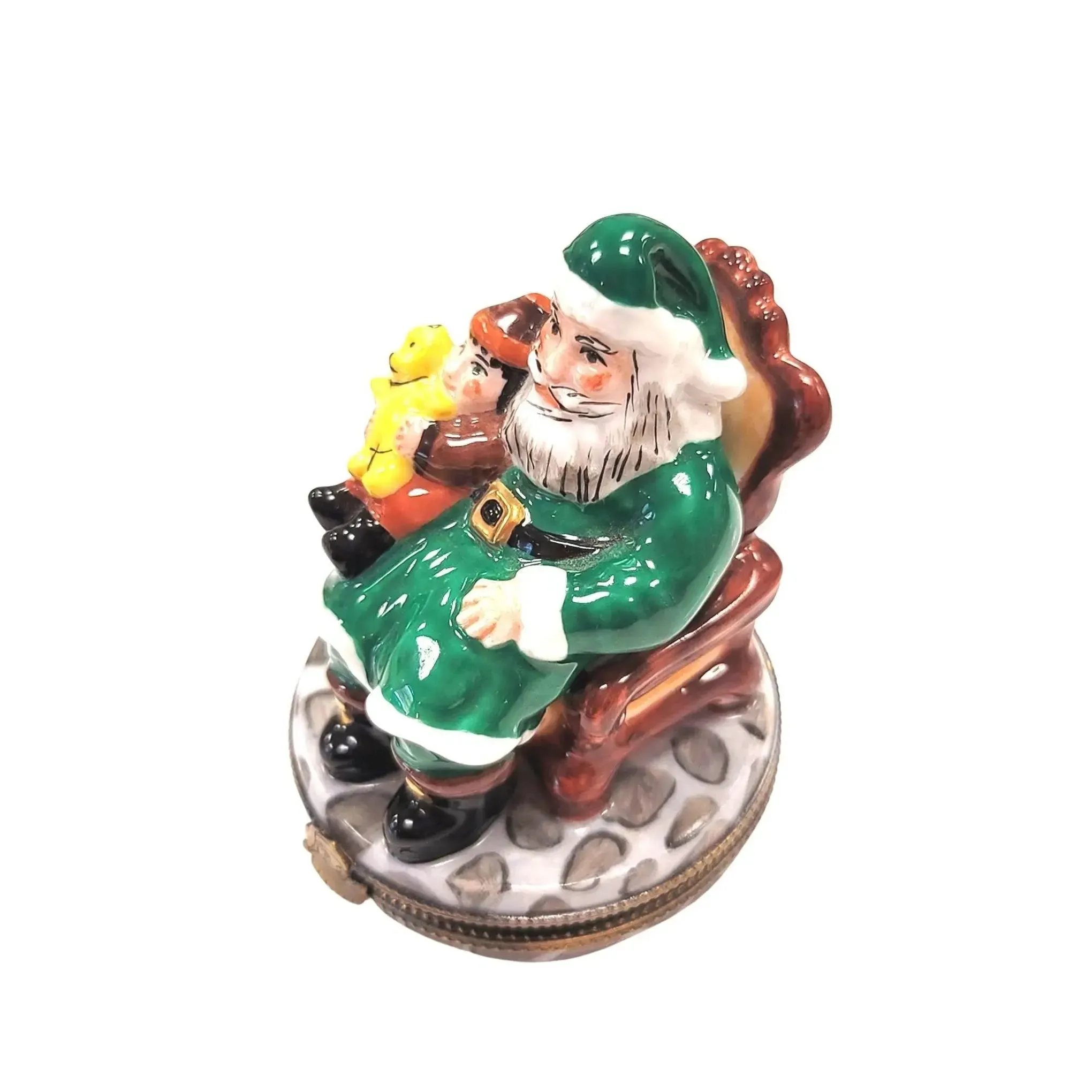 Santa with Child Figurine in Green Elda Creation