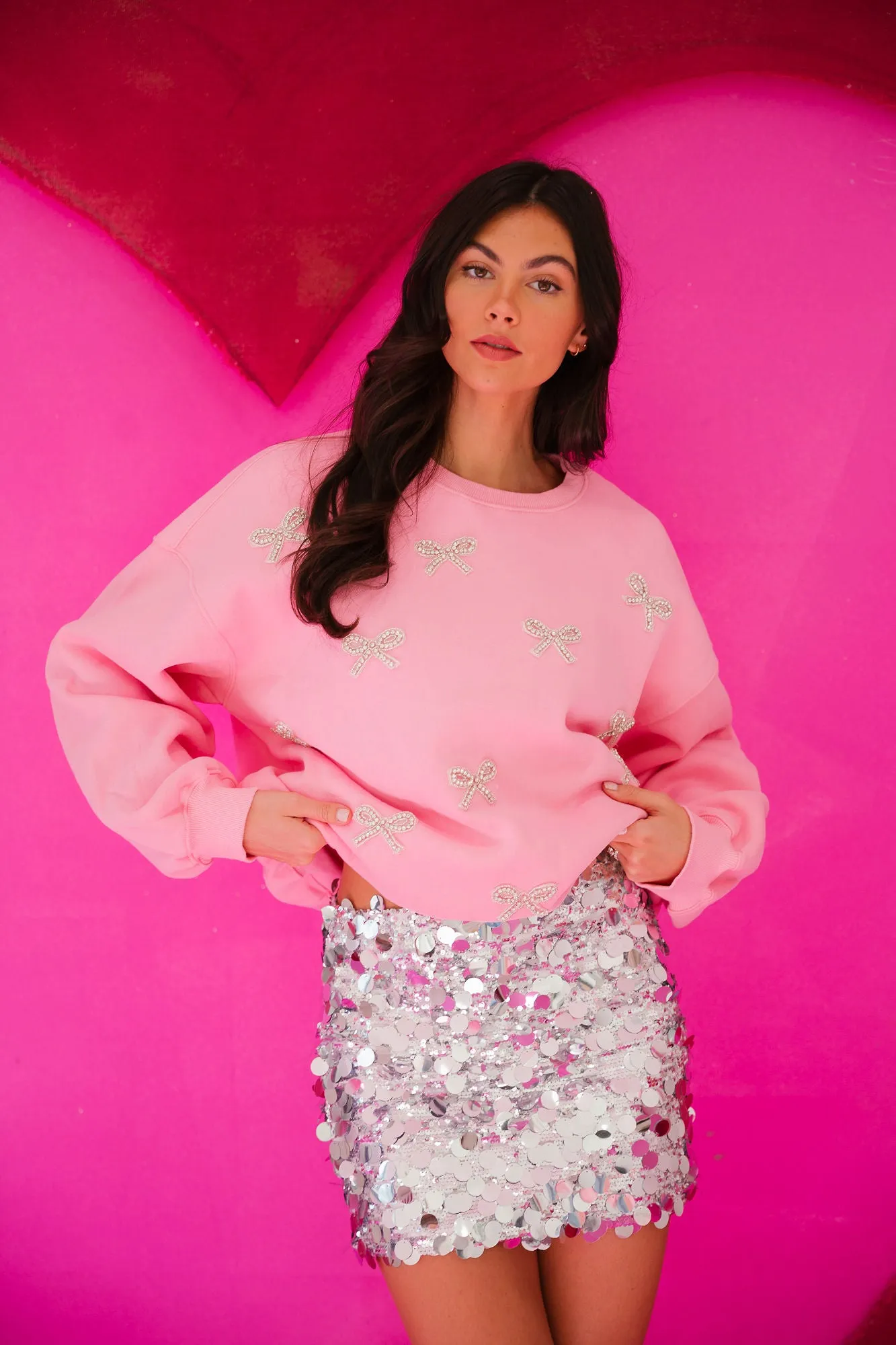 SILVER BOW PINK PULLOVER