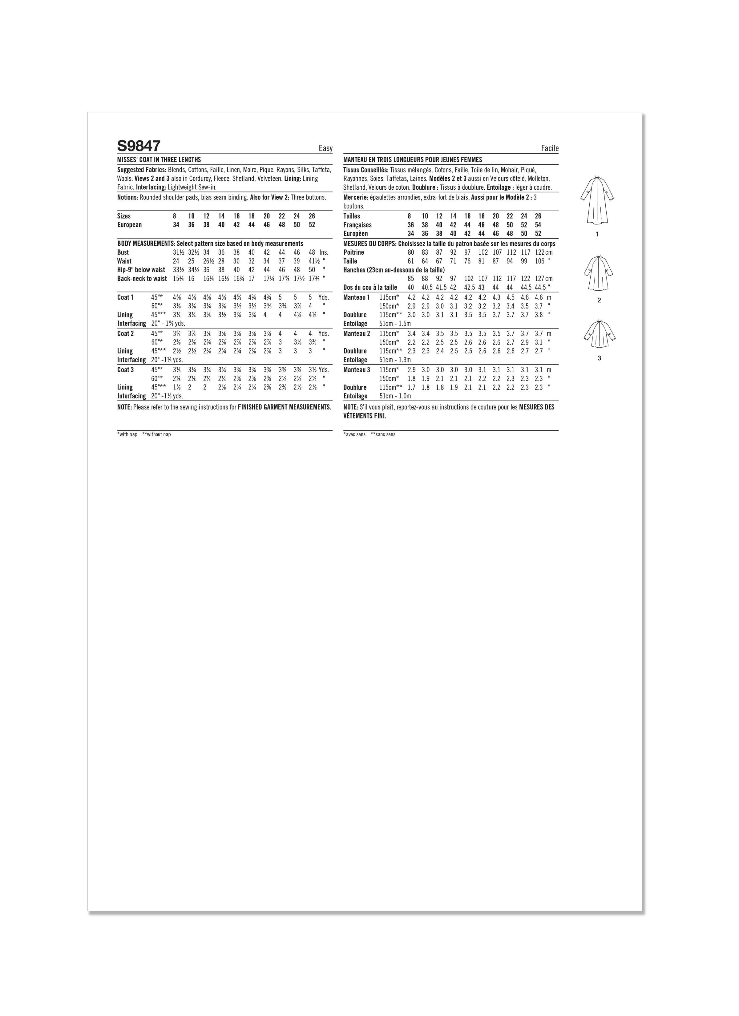 Simplicity Pattern S9847 Misses' Jacket Coat