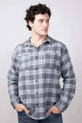 Simply Southern Plaid Button Up Shacket for Men in Grey Plaid | PP-0224-MN-SHKT-GRYPLD