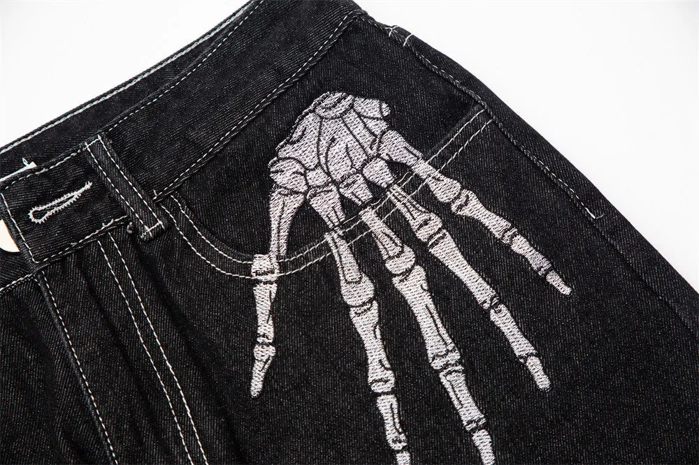 Skeleton Hand Black Jeans