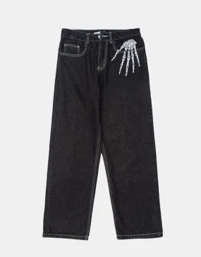 Skeleton Hand Black Jeans