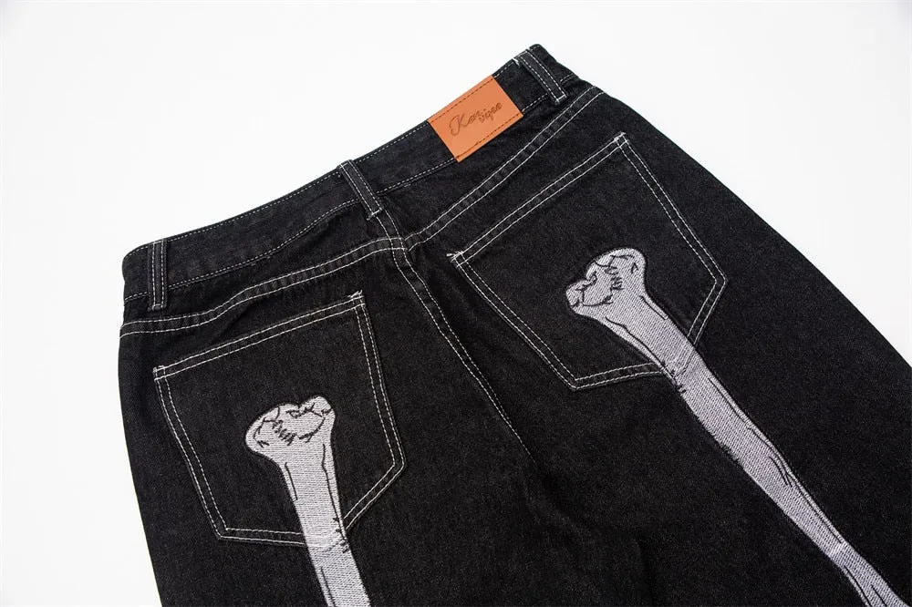 Skeleton Hand Black Jeans