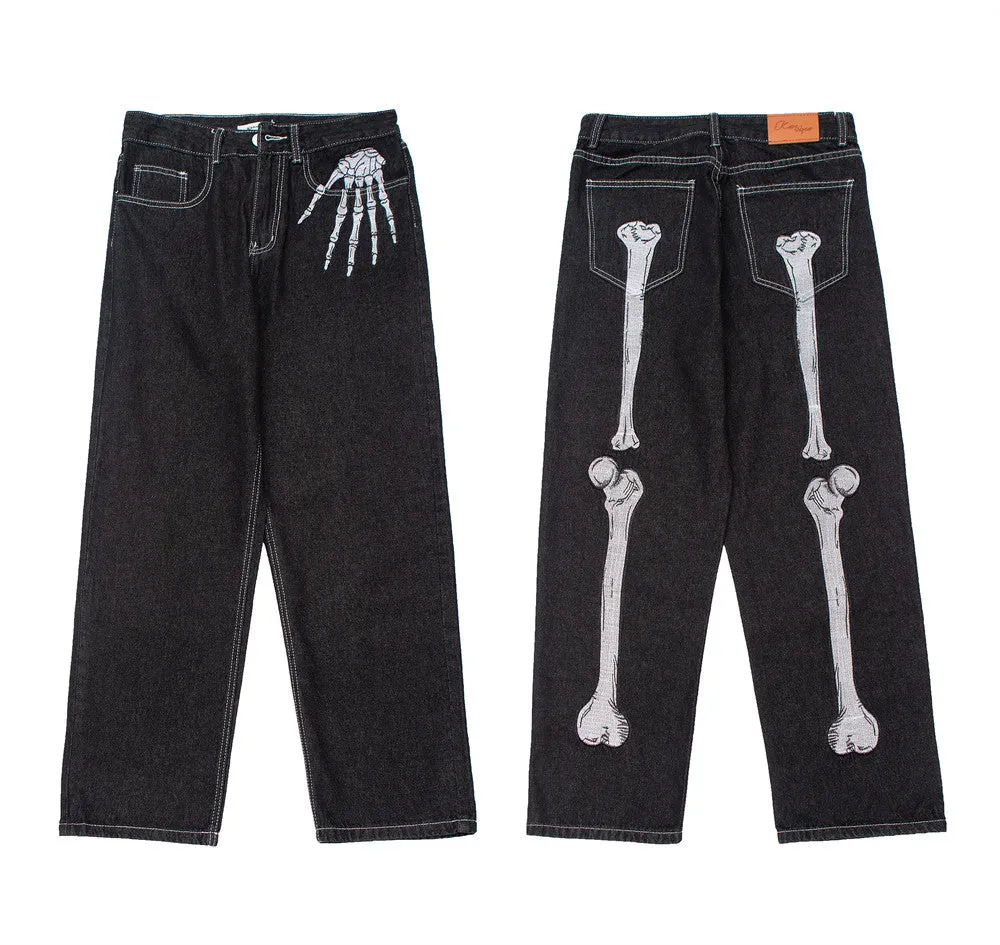 Skeleton Hand Black Jeans