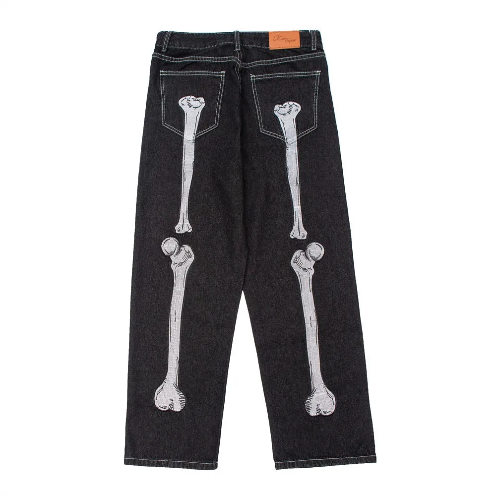 Skeleton Hand Black Jeans