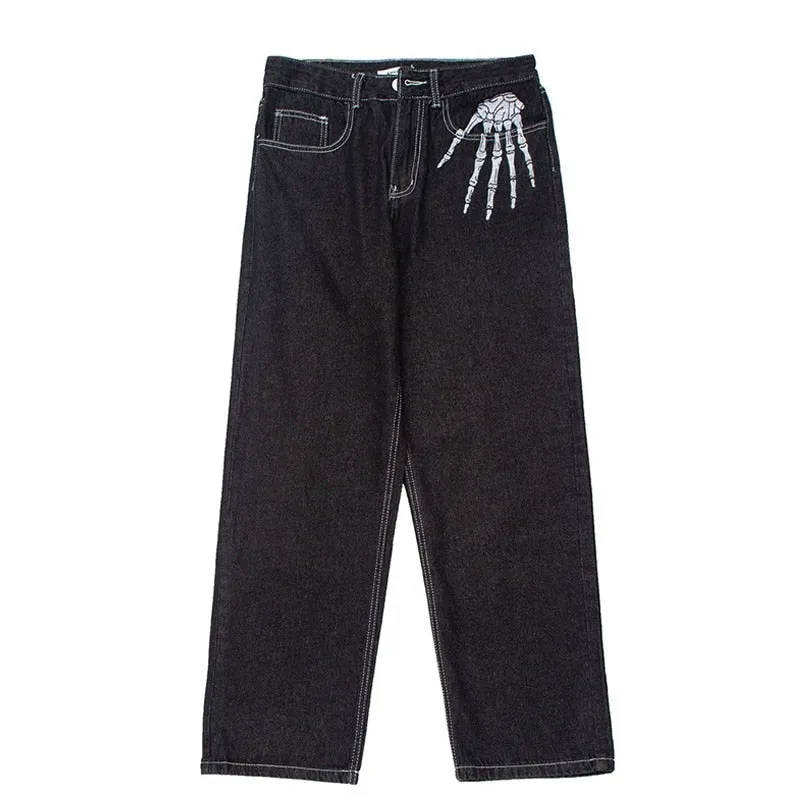 Skeleton Hand Black Jeans