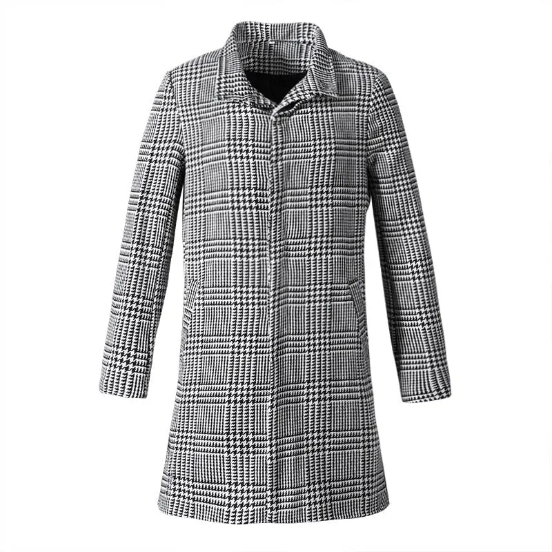 Small Plaid Long Trench Windbreaker Coat