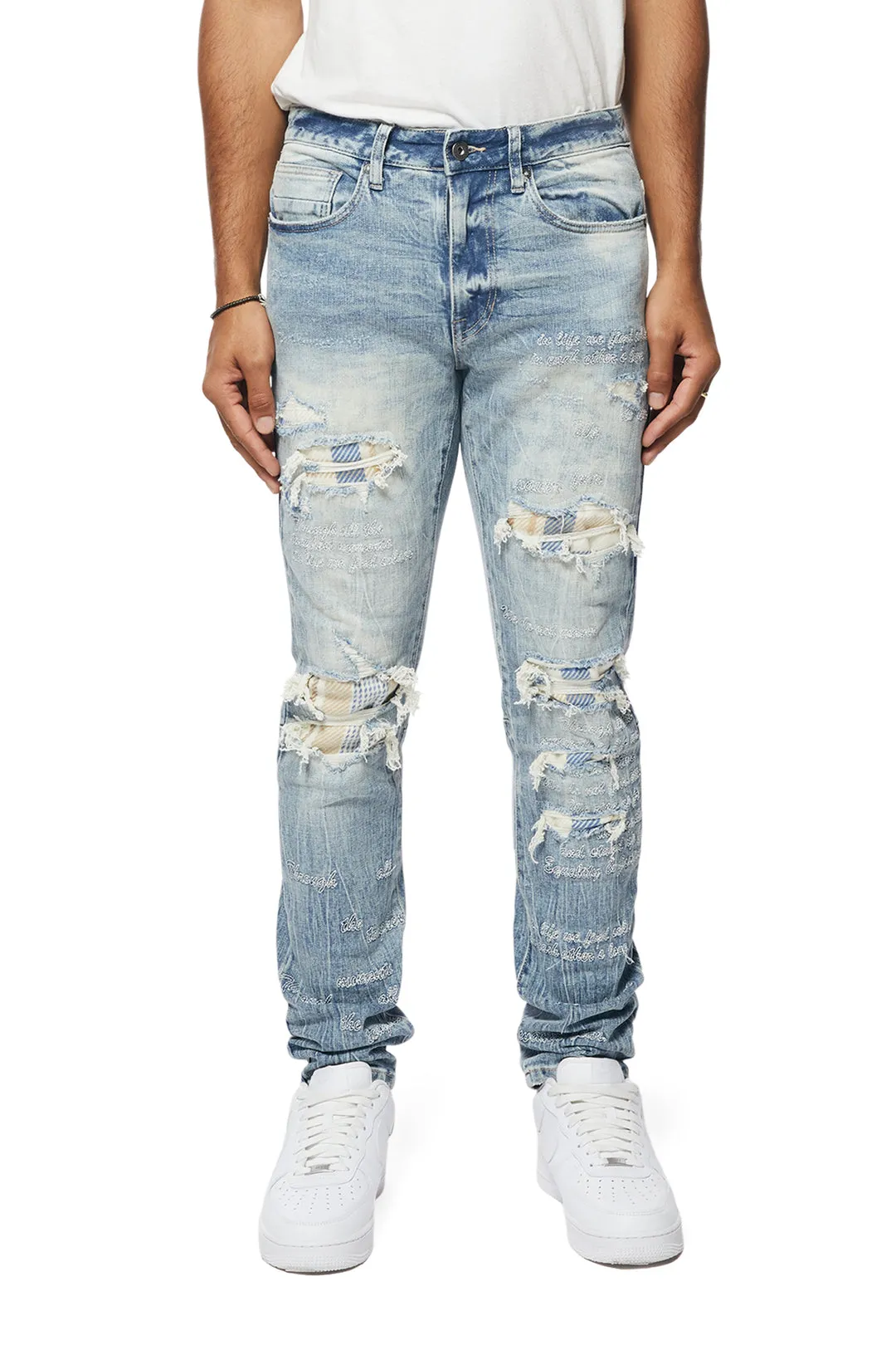 Smoke Rise Men's Embroidered Plaid Backed Denim Jeans