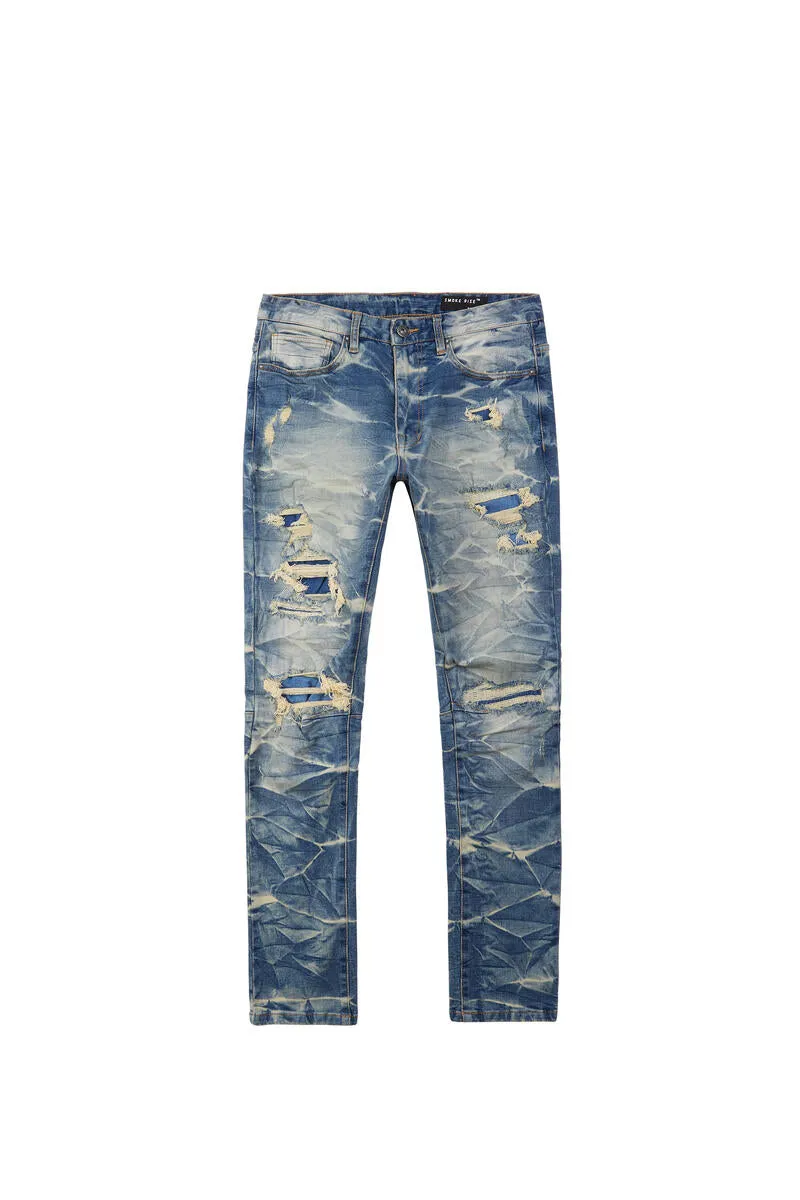 Smoke Rise Men's Lightning Effect Jeans