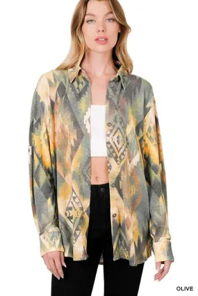 Soft French Terry Aztec Shacket