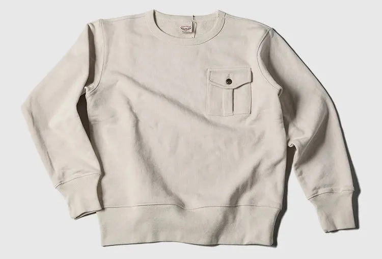 Solid Color Pullover Crew Sweat - Single Pocket Sweatshirt