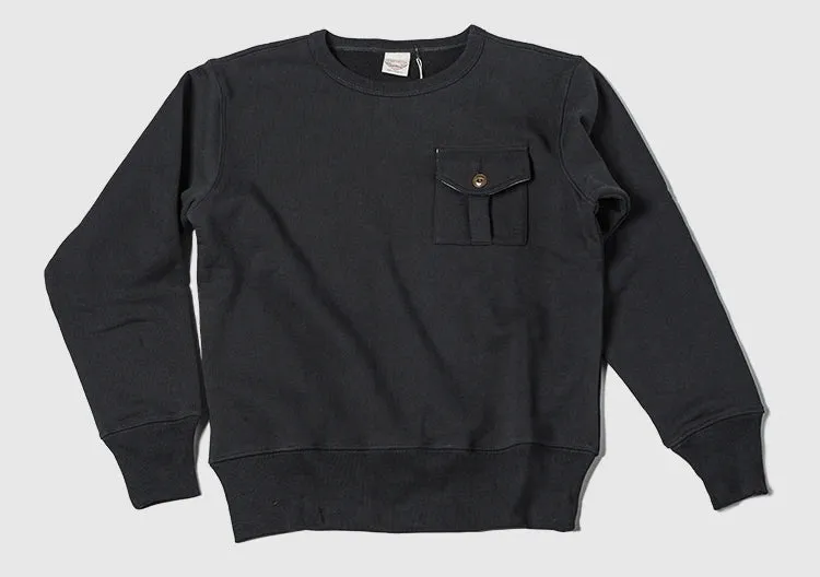 Solid Color Pullover Crew Sweat - Single Pocket Sweatshirt