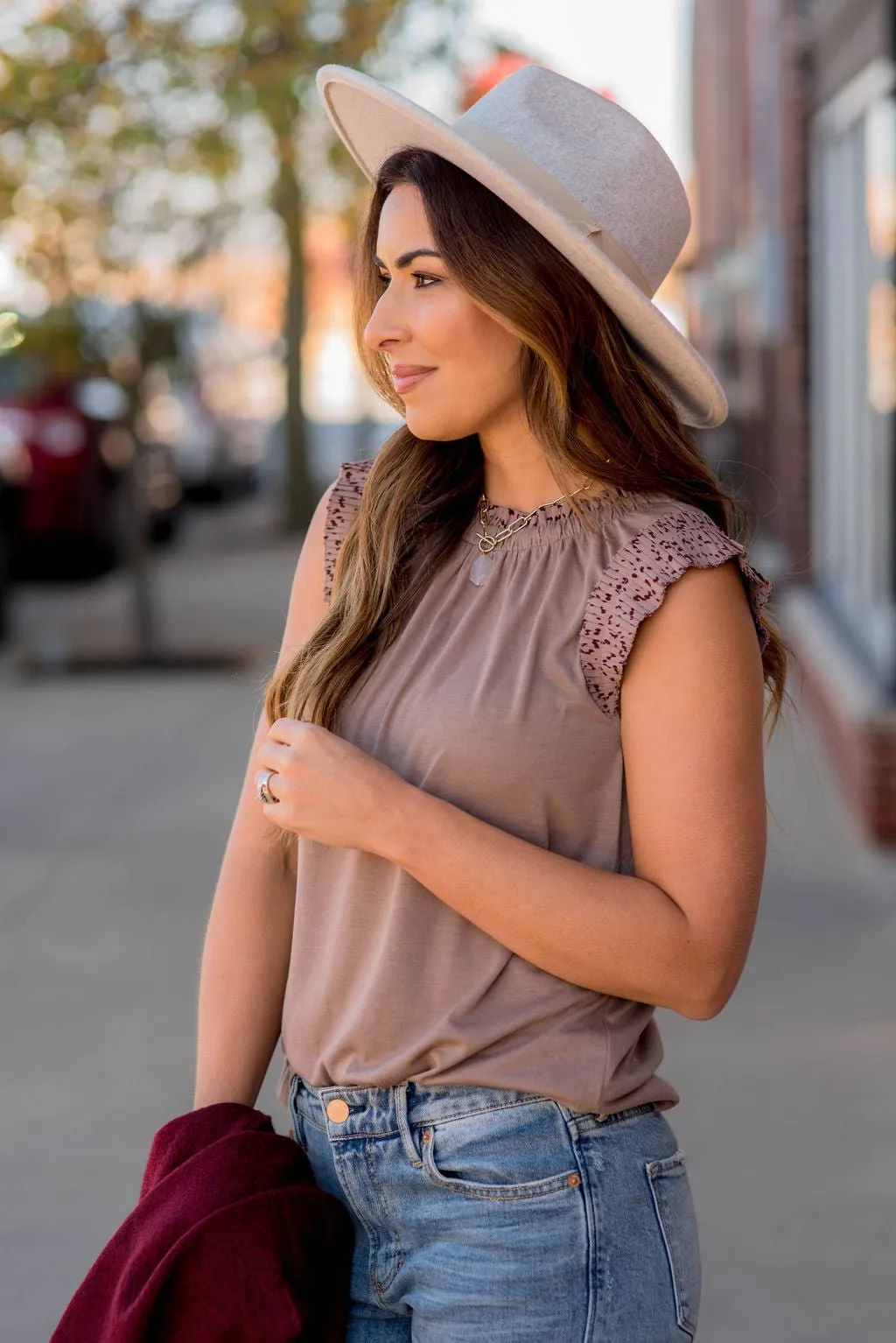 Splattered Ruffle Trim Tank