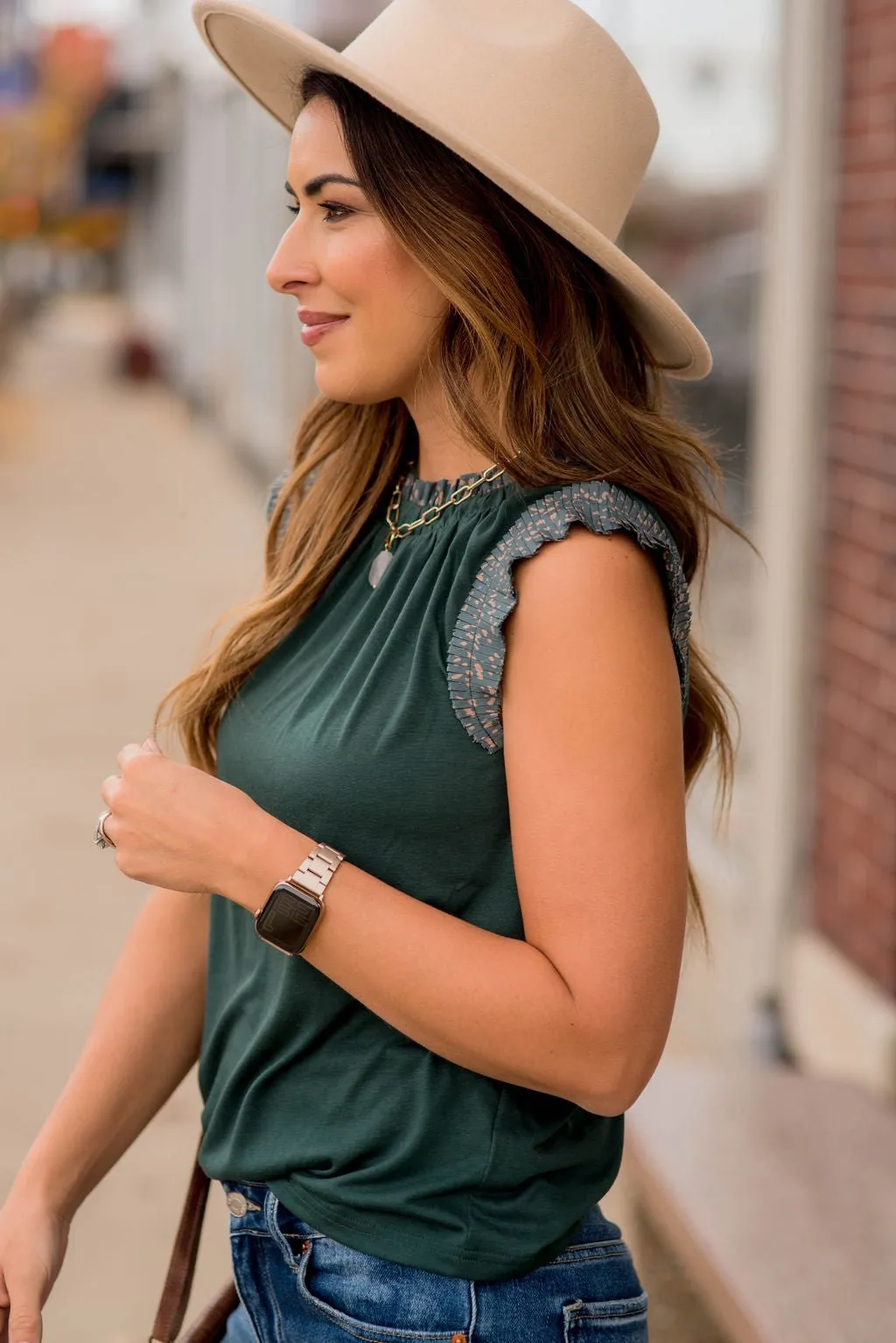 Splattered Ruffle Trim Tank