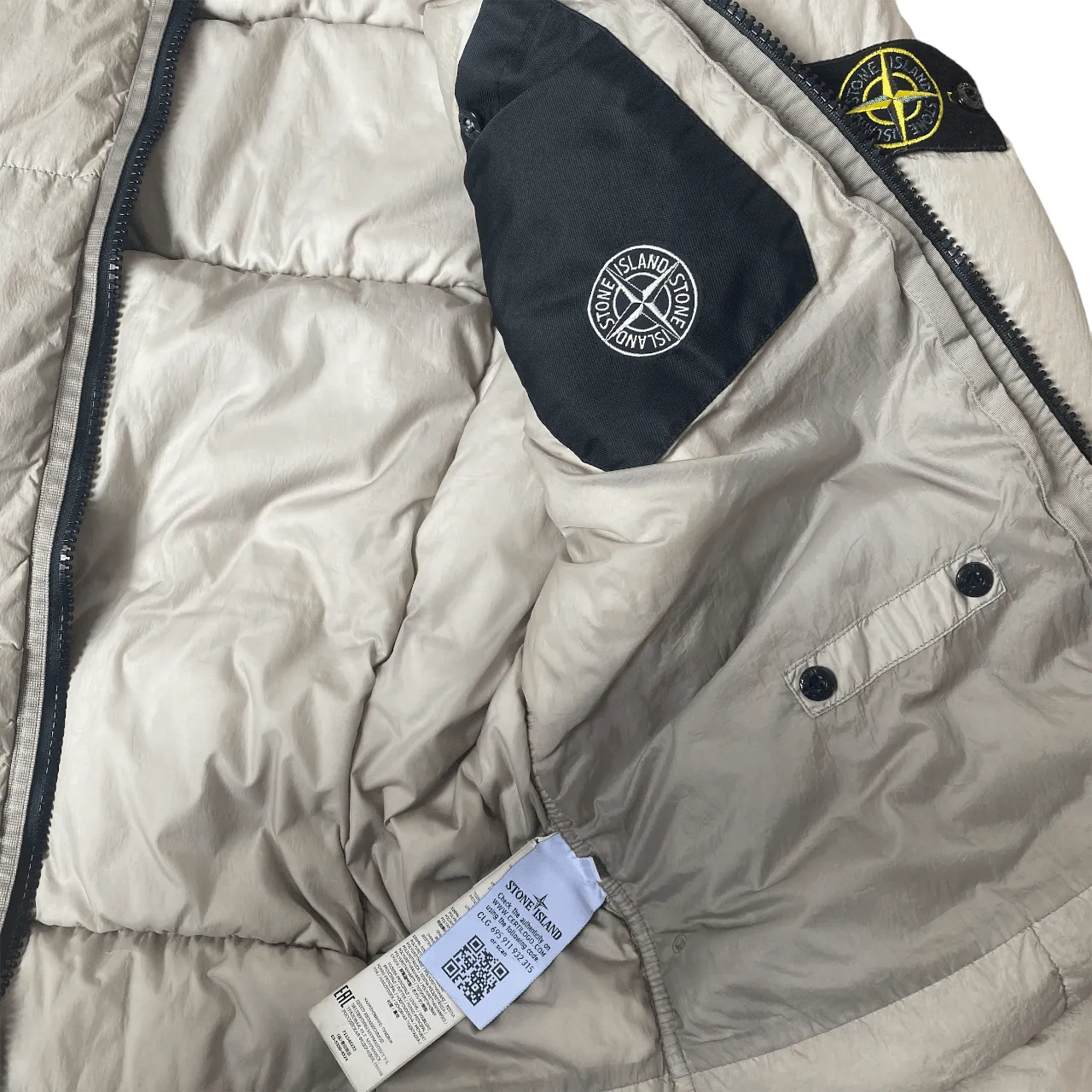 STONE ISLAND Garment Dy Nylon Hooded Down Jacket beige