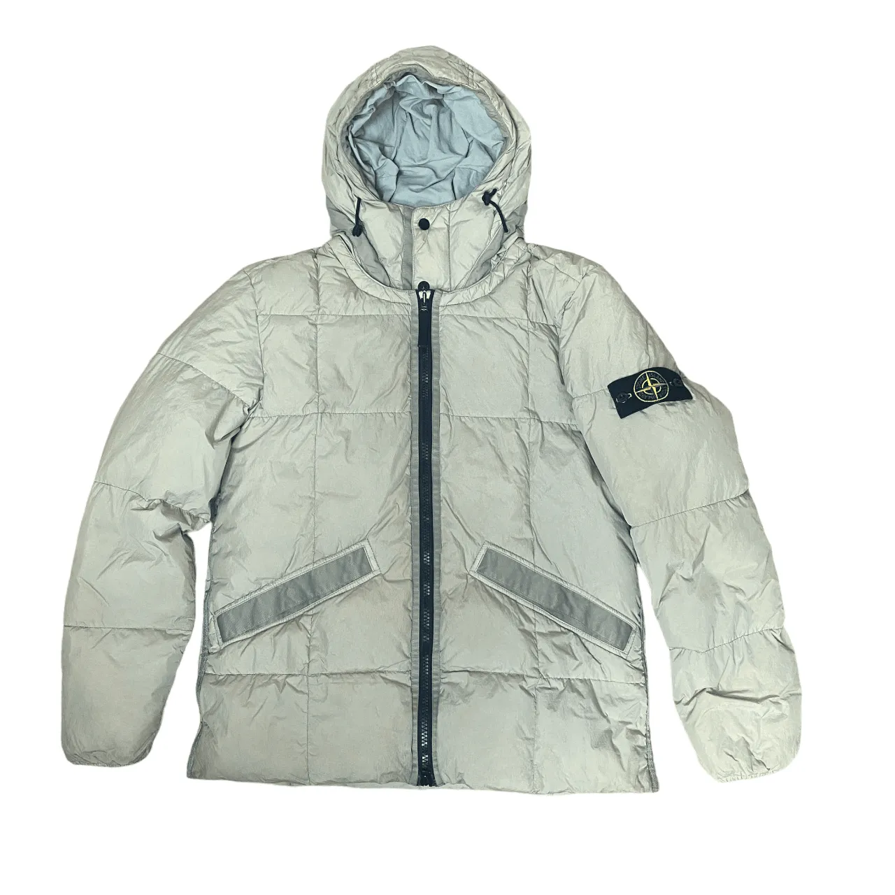 STONE ISLAND Garment Dy Nylon Hooded Down Jacket beige