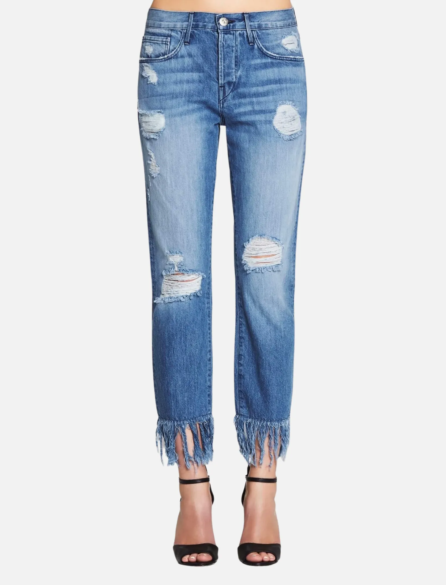 Straight Crop Fringe Jean