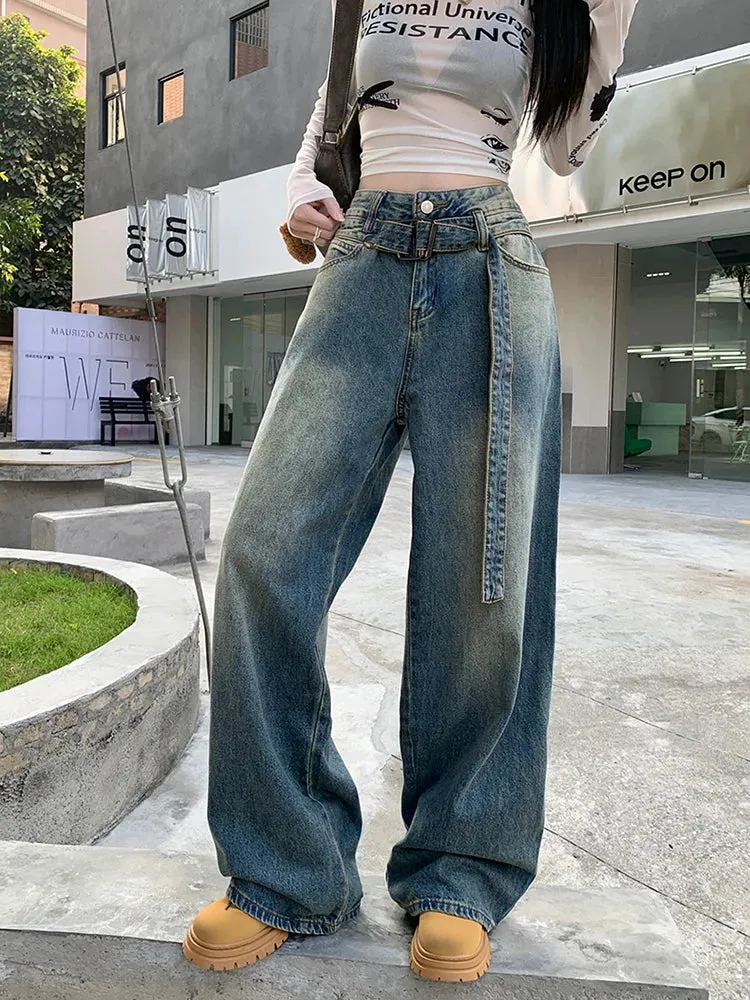 Streetwear Wide Leg Jeans with Belt