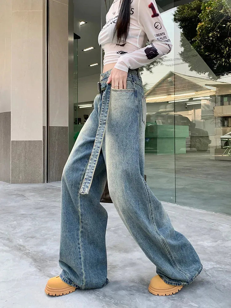 Streetwear Wide Leg Jeans with Belt