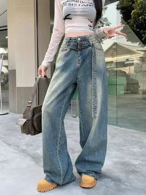 Streetwear Wide Leg Jeans with Belt