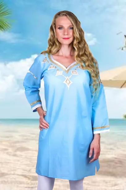 Turquoise ‘Nefertiti In Ibiza’ Cotton Kaftan