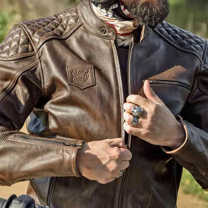 Veste moto cuir WAXED ROGUE CE AA | Age of Glory