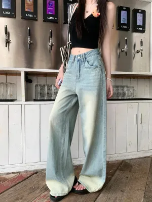 Vintage Baggy Women Y2k Streetwear High Waisted Straight Wide Leg Denim Jeans