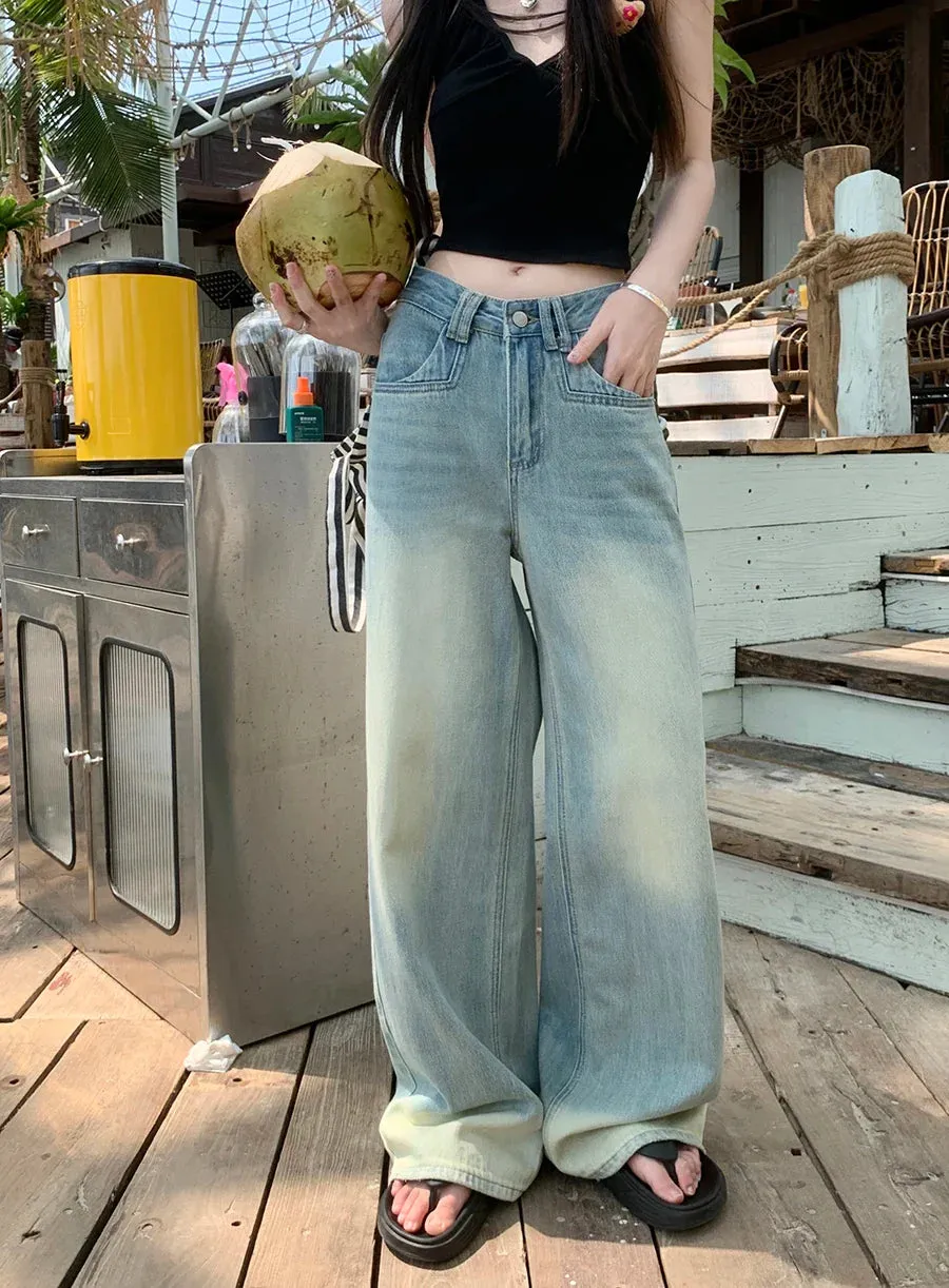 Vintage Baggy Women Y2k Streetwear High Waisted Straight Wide Leg Denim Jeans