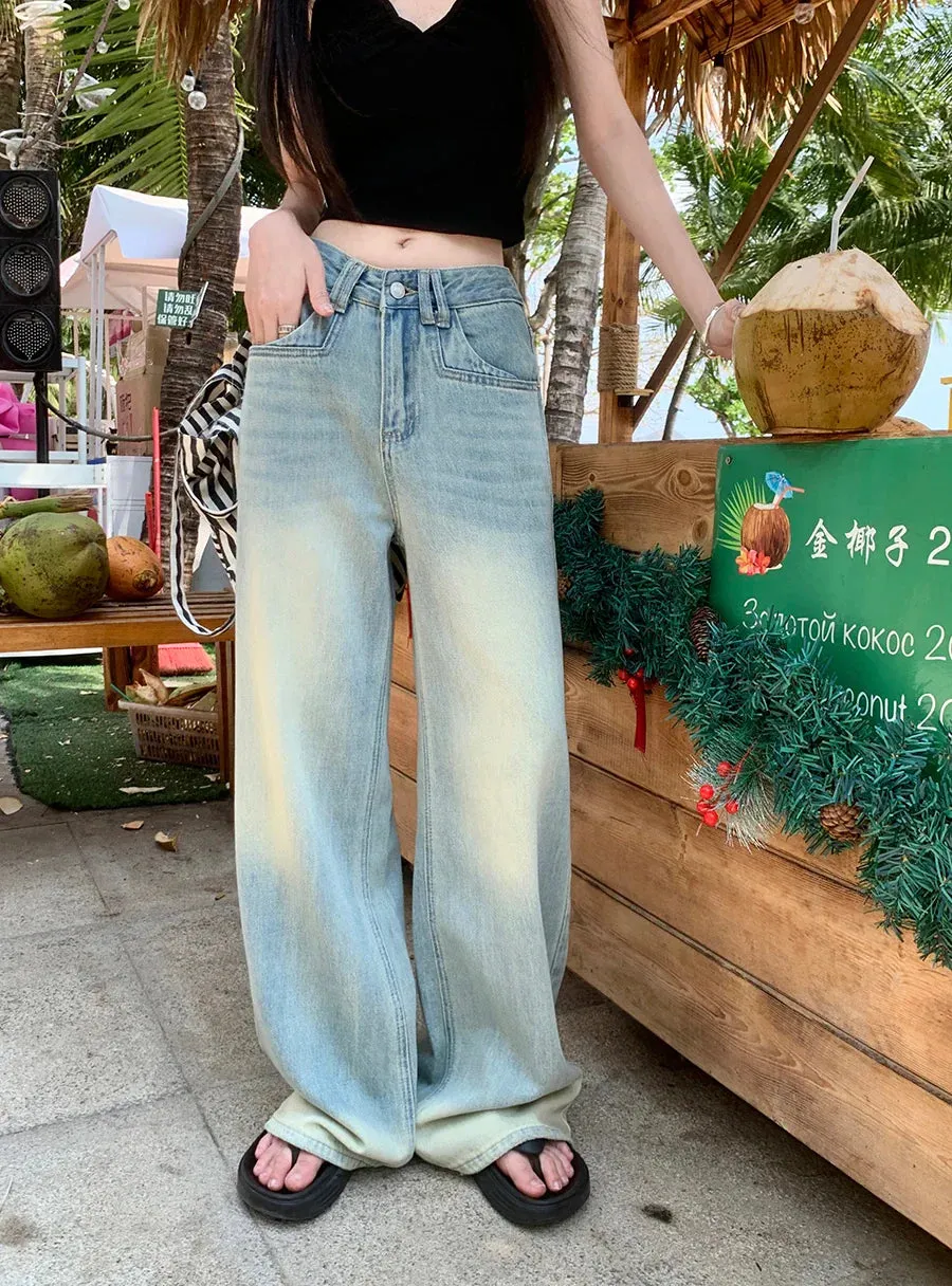 Vintage Baggy Women Y2k Streetwear High Waisted Straight Wide Leg Denim Jeans