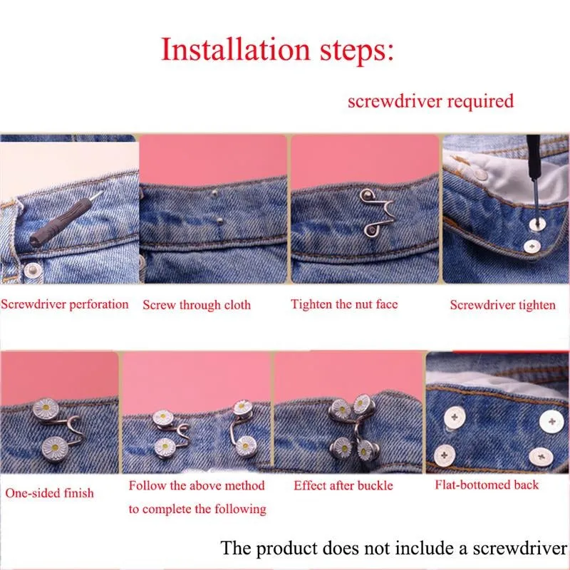 Waist Adjustment Metal Jeans Buttons