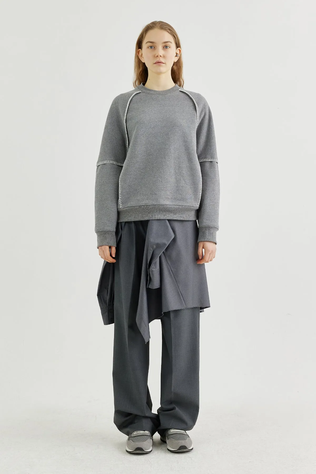 Whip-stitch cotton-jersey sweatshirt top