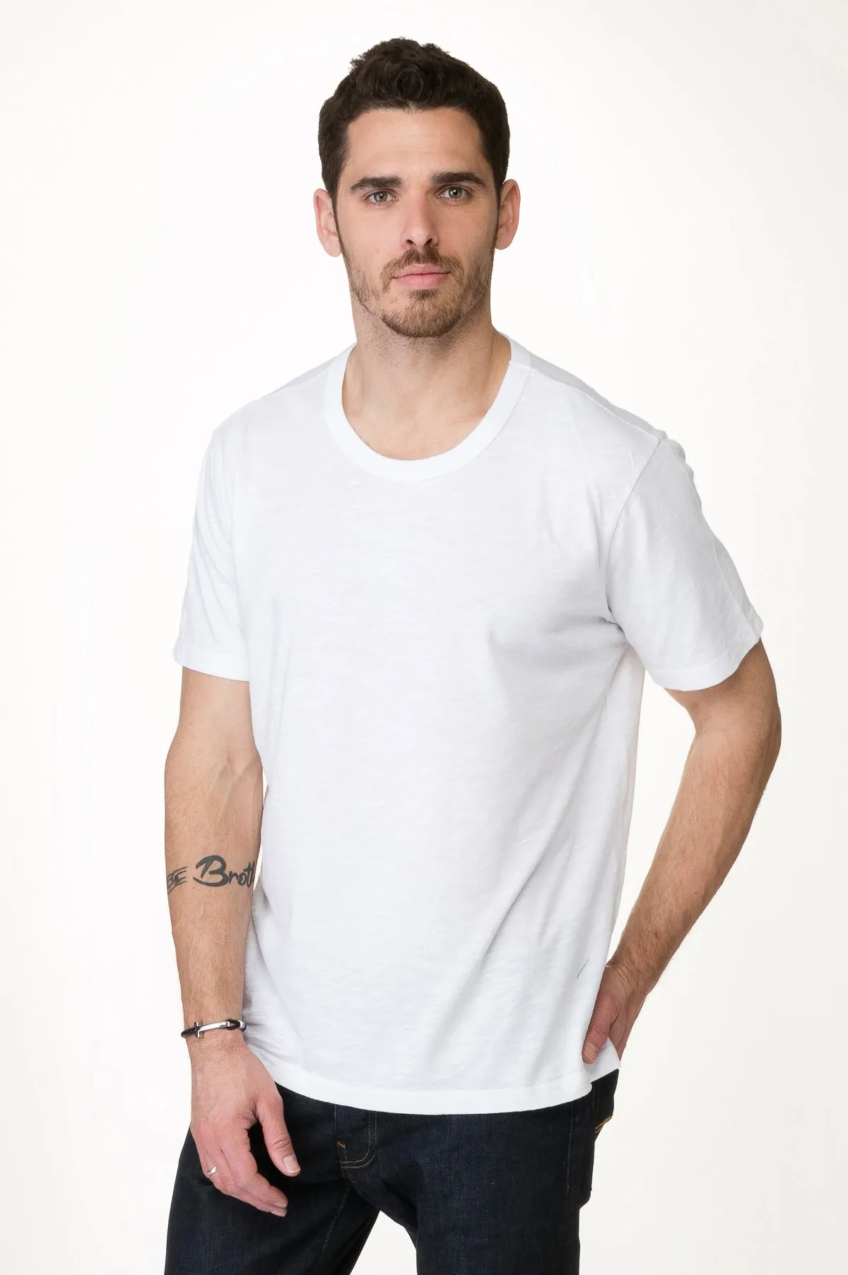 White  Men's Crew Tee