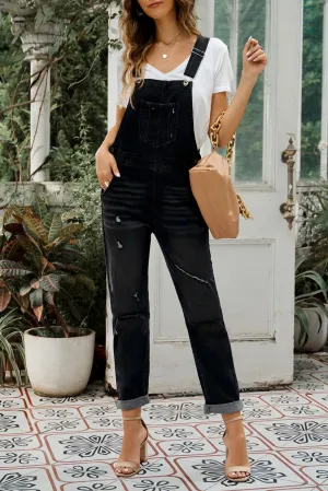 Women's Casual Distressed Bib Overalls Denim Jeans Pants Jumpsuits