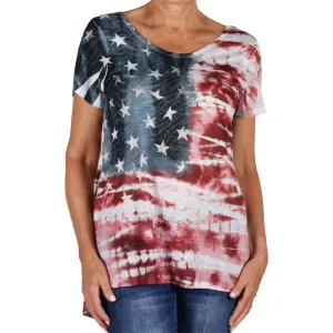 Women's Made in USA Tie-Dye and Rhinestones T-Shirt