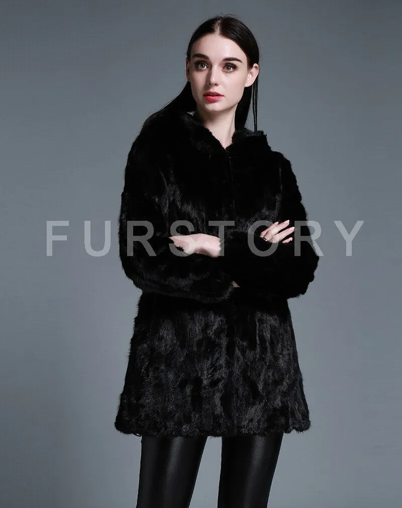 Women's Natural Mink Fur Coat Women Full Sleeve Winter Jacket Women 14187