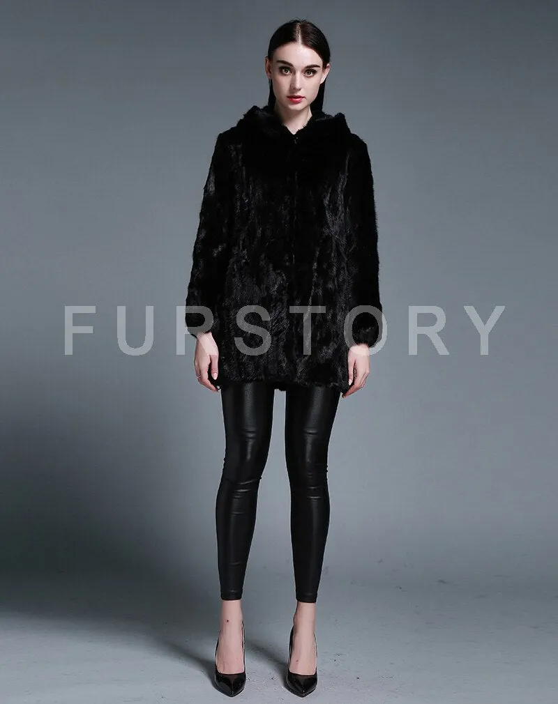 Women's Natural Mink Fur Coat Women Full Sleeve Winter Jacket Women 14187