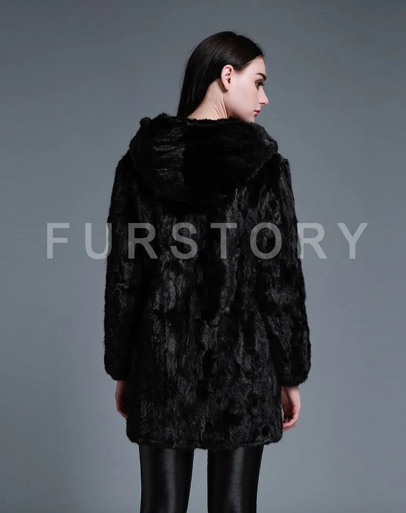 Women's Natural Mink Fur Coat Women Full Sleeve Winter Jacket Women 14187