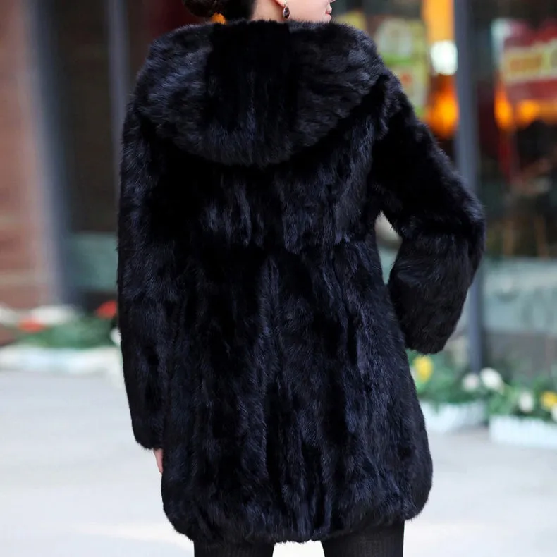 Women's Natural Mink Fur Coat Women Full Sleeve Winter Jacket Women 14187