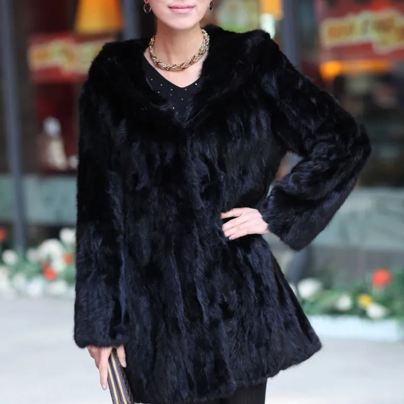 Women's Natural Mink Fur Coat Women Full Sleeve Winter Jacket Women 14187