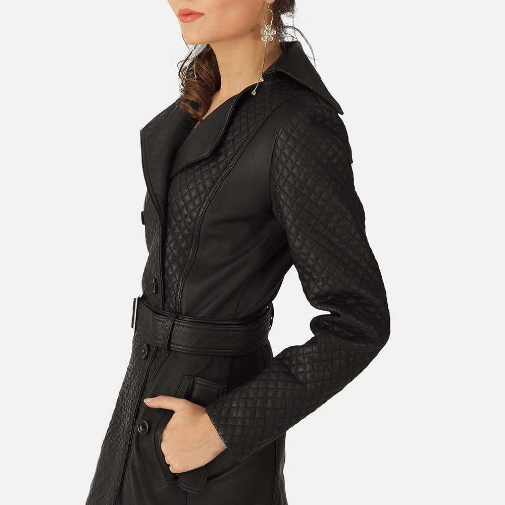 Womens Sweet Susan Leather Trench Coat