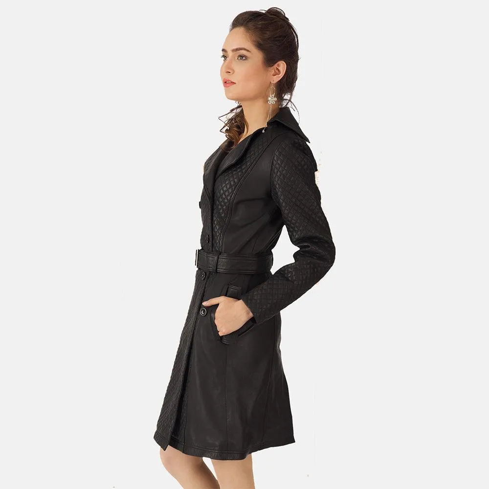 Womens Sweet Susan Leather Trench Coat