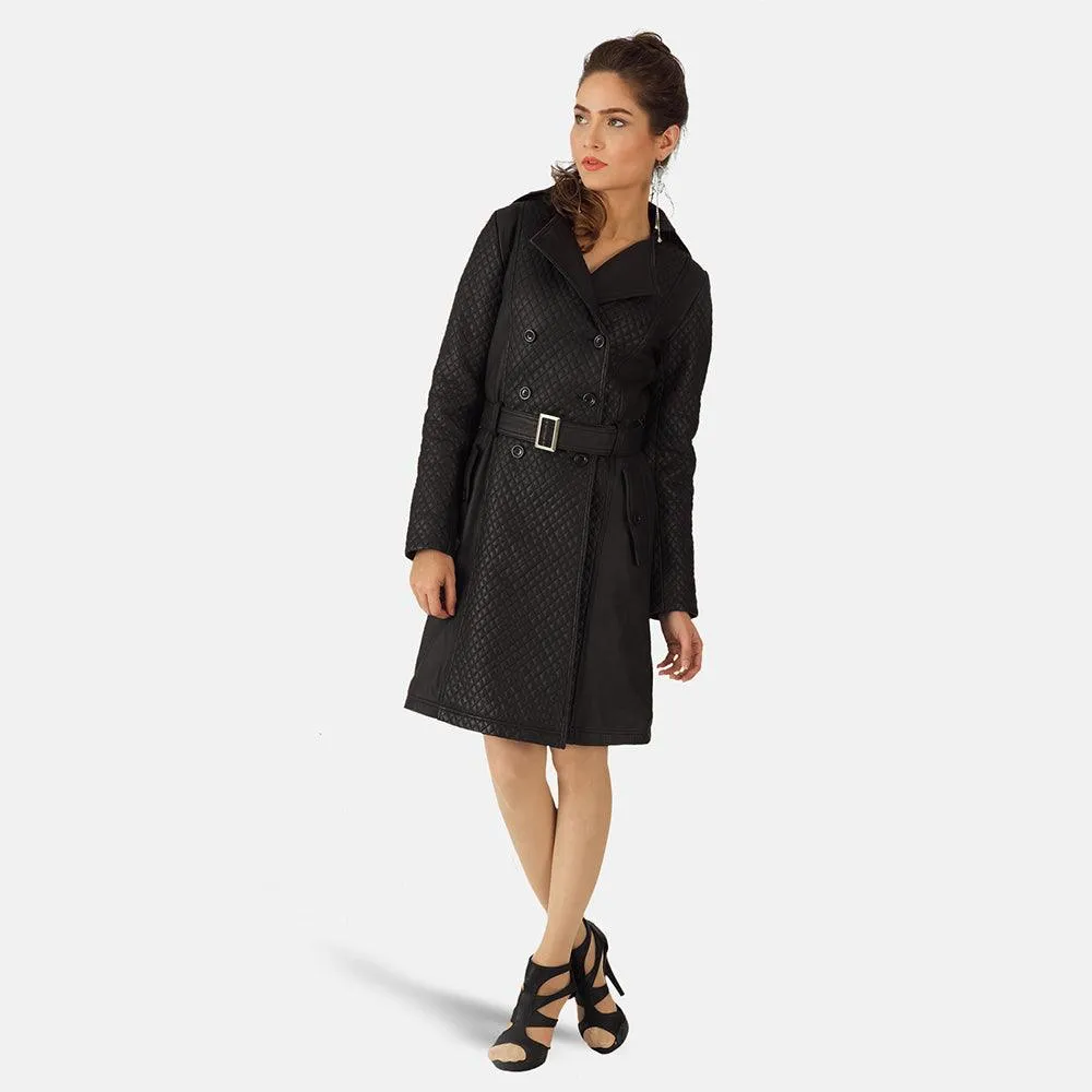 Womens Sweet Susan Leather Trench Coat