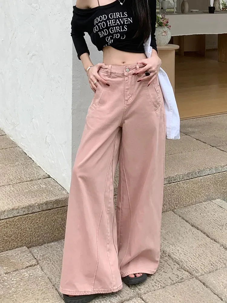 Women's Wide Leg Fashion Vintage High-waisted Streetwear Clothes Jeans