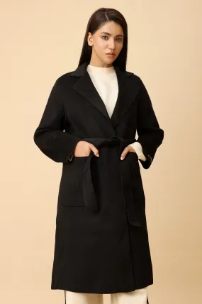 WOOL-BLEND TRENCH COAT-BLACK