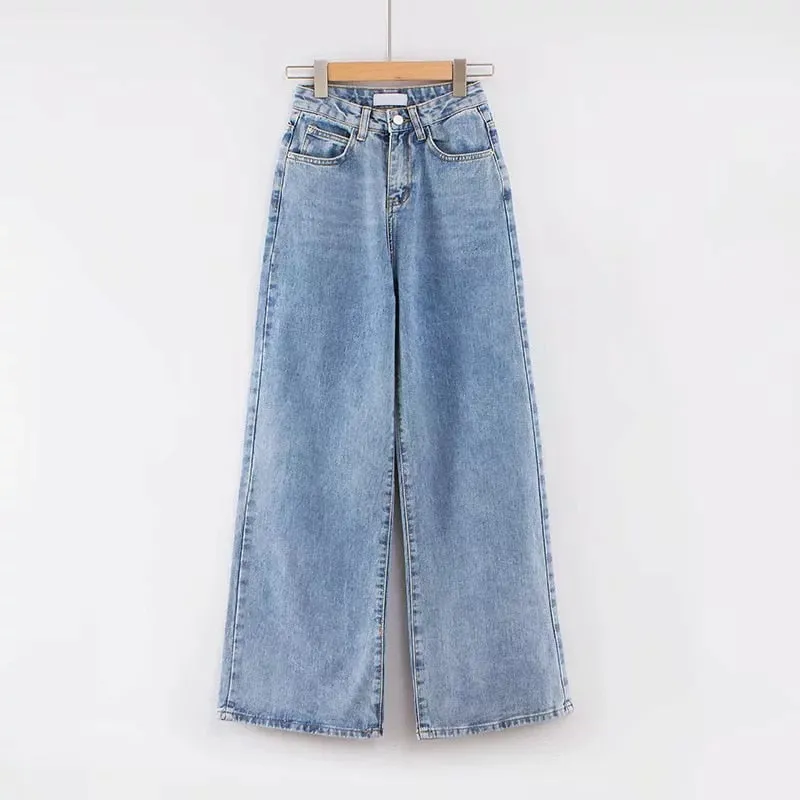 Y2k Wide Leg Pants High Waist Mom Jeans Fashion Denim Trousers Blue Jeans