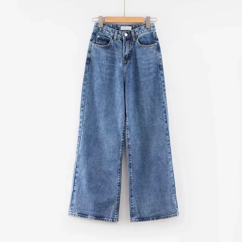 Y2k Wide Leg Pants High Waist Mom Jeans Fashion Denim Trousers Blue Jeans